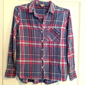Woolrich Plaid Flannel Blue & Pink M/L